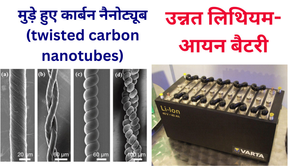 मुड़े हुए कार्बन नैनोट्यूब (twisted carbon nanotubes) उन्नत लिथियम-आयन बैटरी 